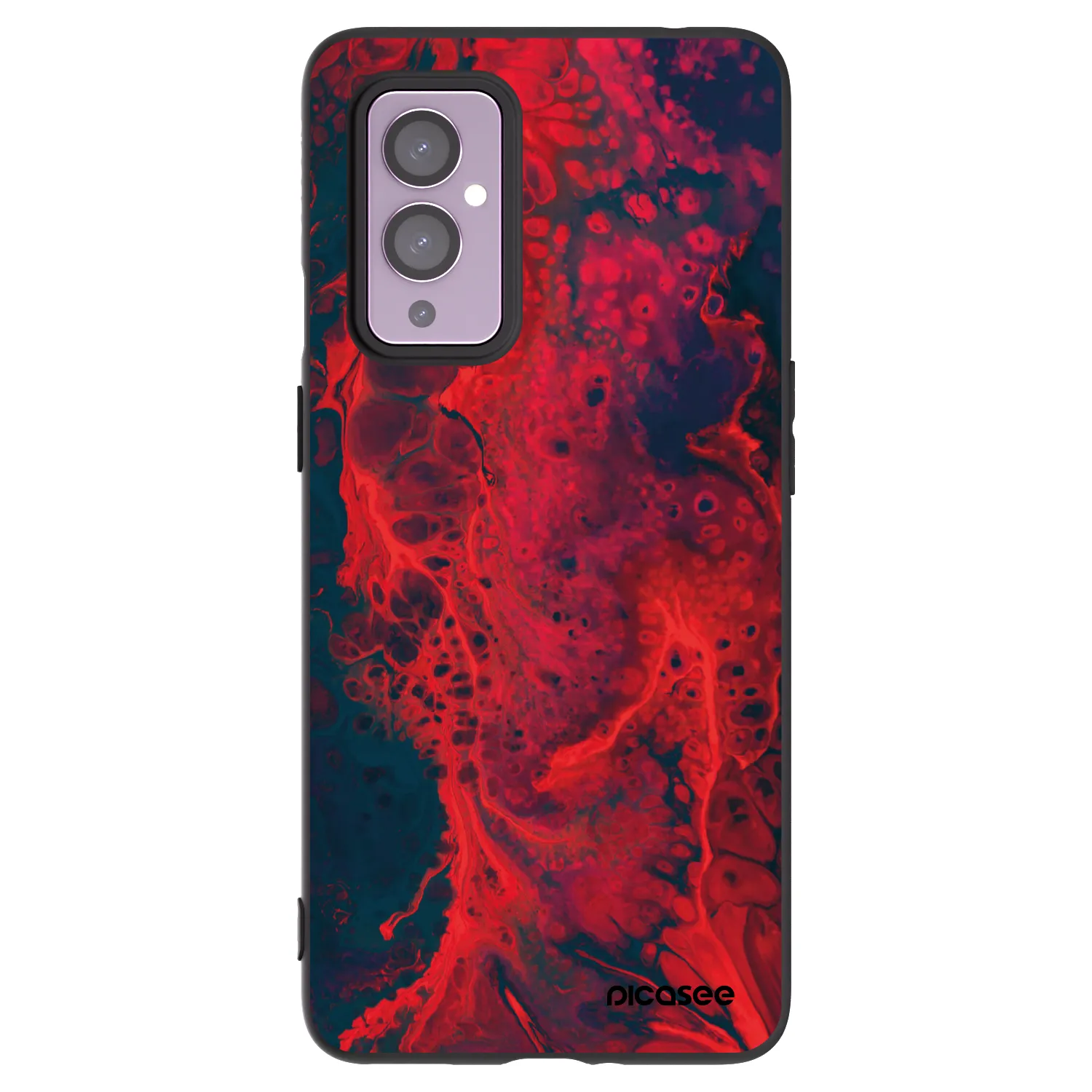 Picasee OnePlus 9 Hülle - Schwarzes Silikon - Organic red