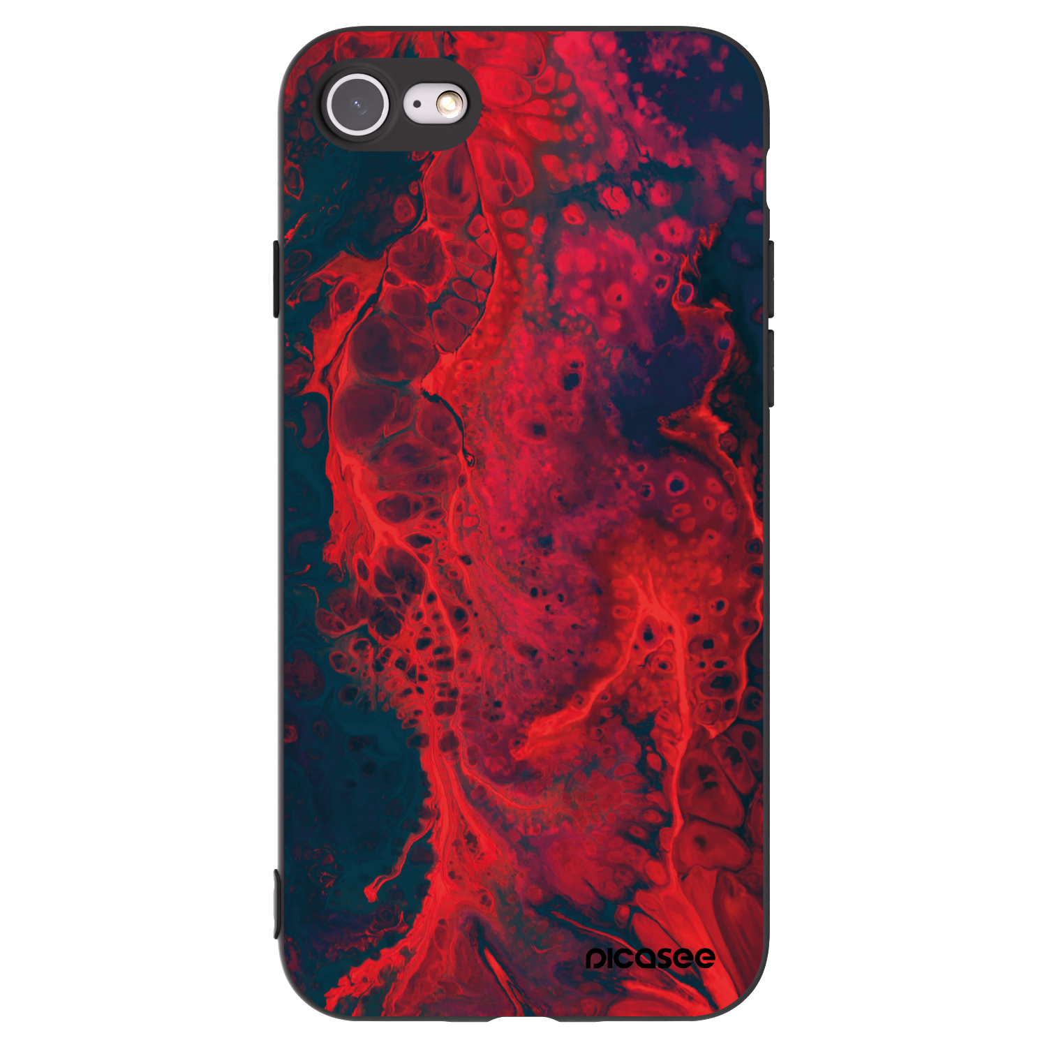 Picasee Apple iPhone 8 Hülle - Schwarzes Silikon - Organic red