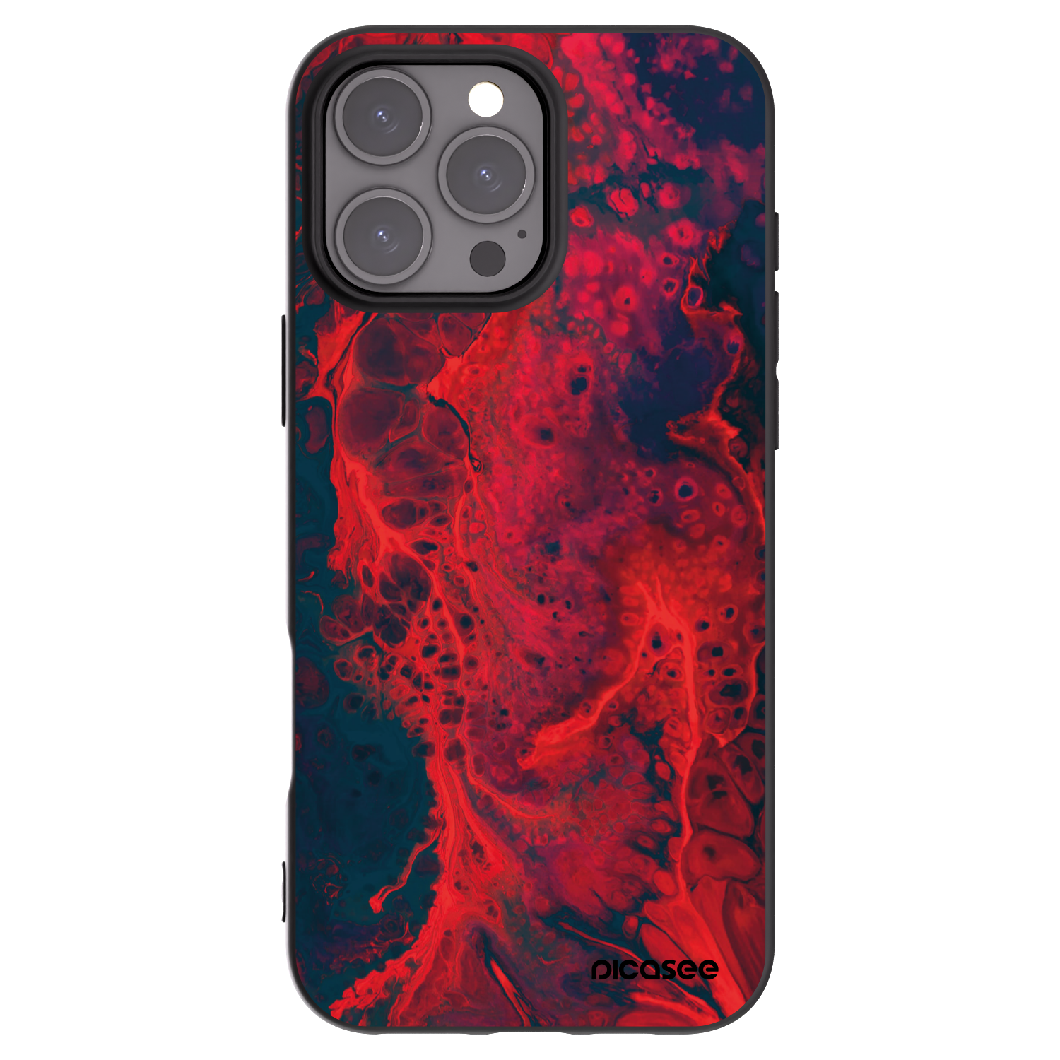 Picasee Apple iPhone 16 Pro Max Hülle - Schwarzes Silikon - Organic red