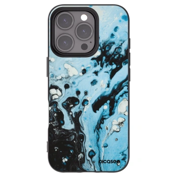 Picasee Apple iPhone 16 Pro Hülle - Schwarzes Silikon - Organic blue