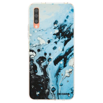 Picasee Samsung Galaxy A70 A705F Hülle - Transparentes Silikon - Organic blue