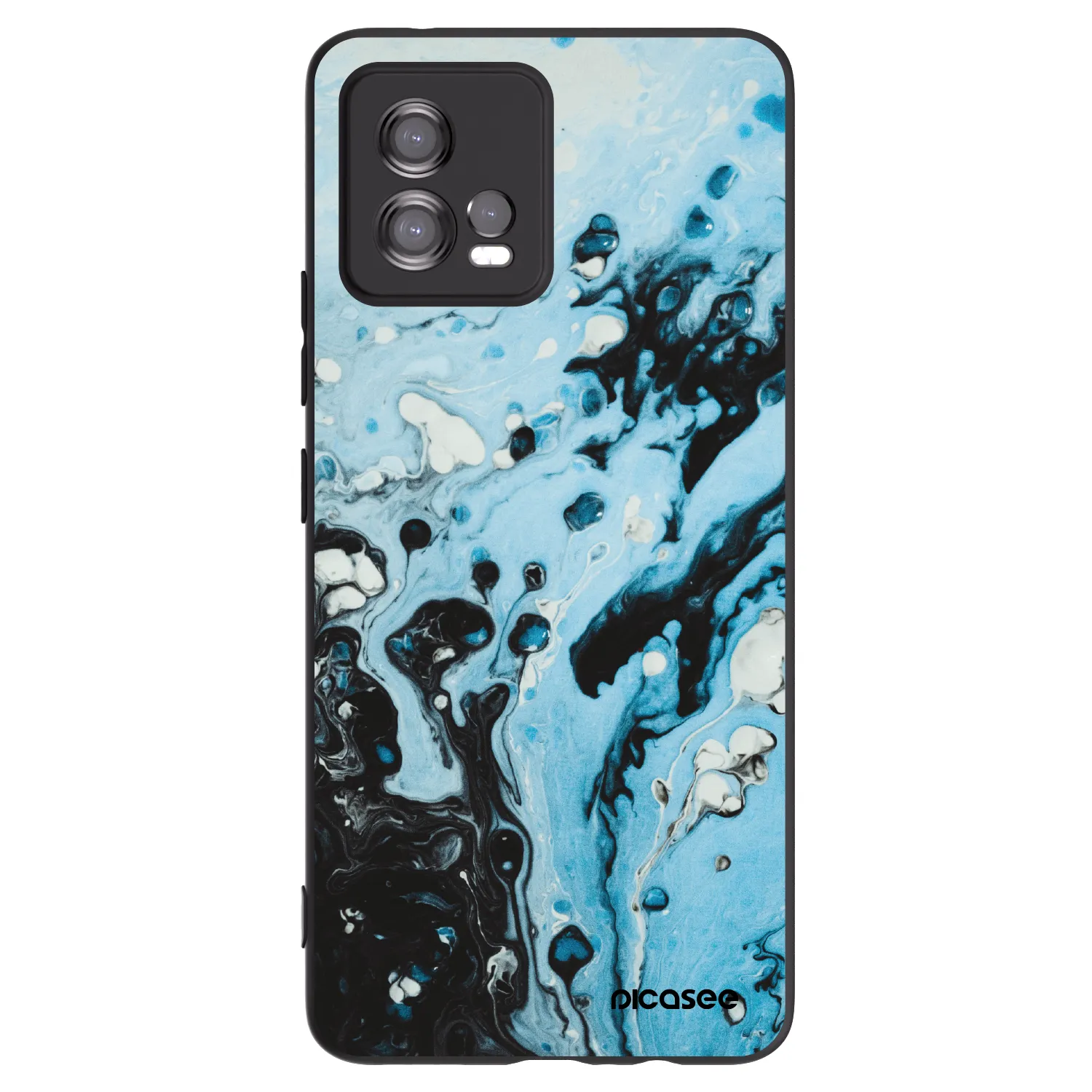 Picasee Motorola Moto G72 Hülle - Schwarzes Silikon - Organic blue