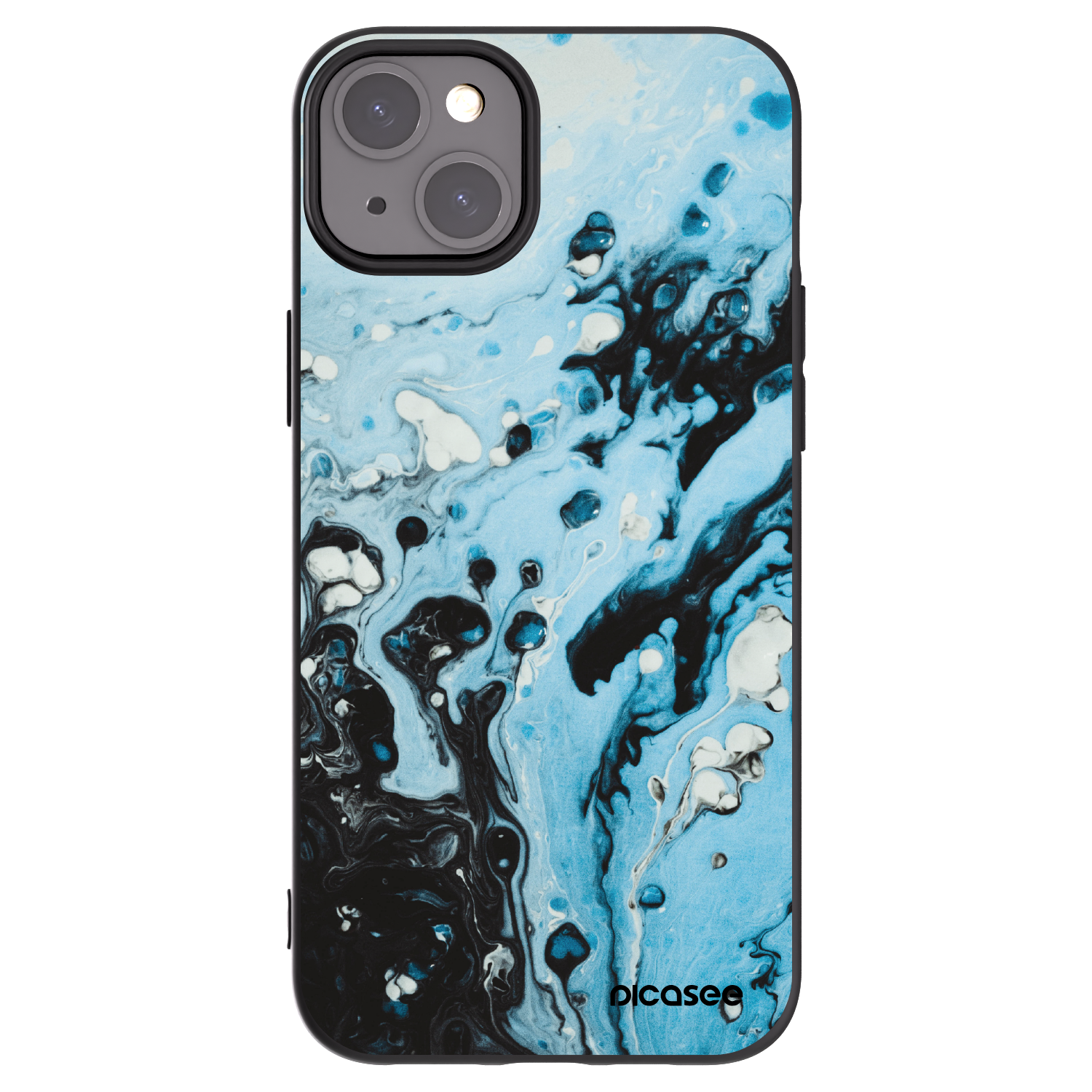 Picasee Apple iPhone 15 Plus Hülle - Schwarzes Silikon - Organic blue