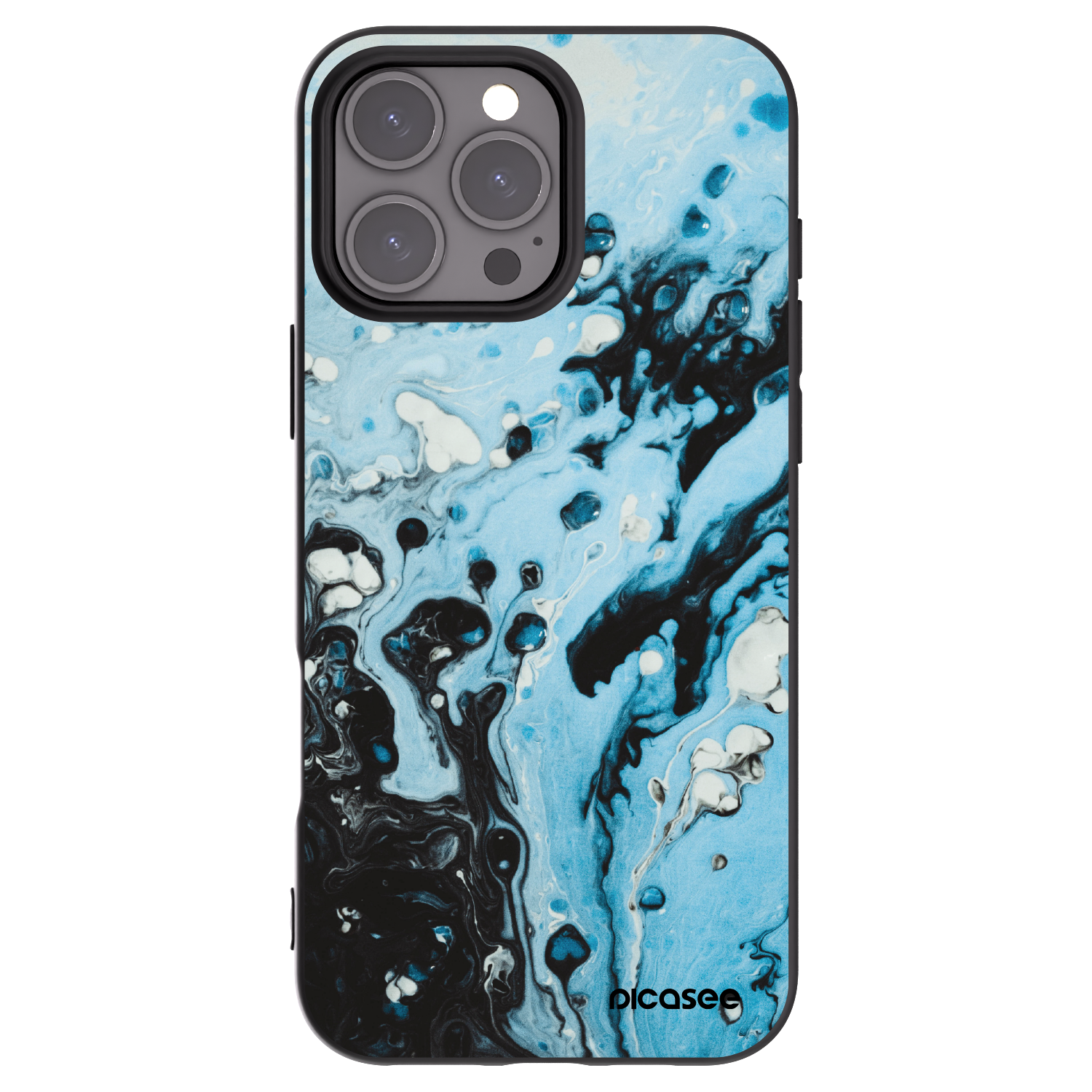 Picasee Apple iPhone 16 Pro Max Hülle - Schwarzes Silikon - Organic blue