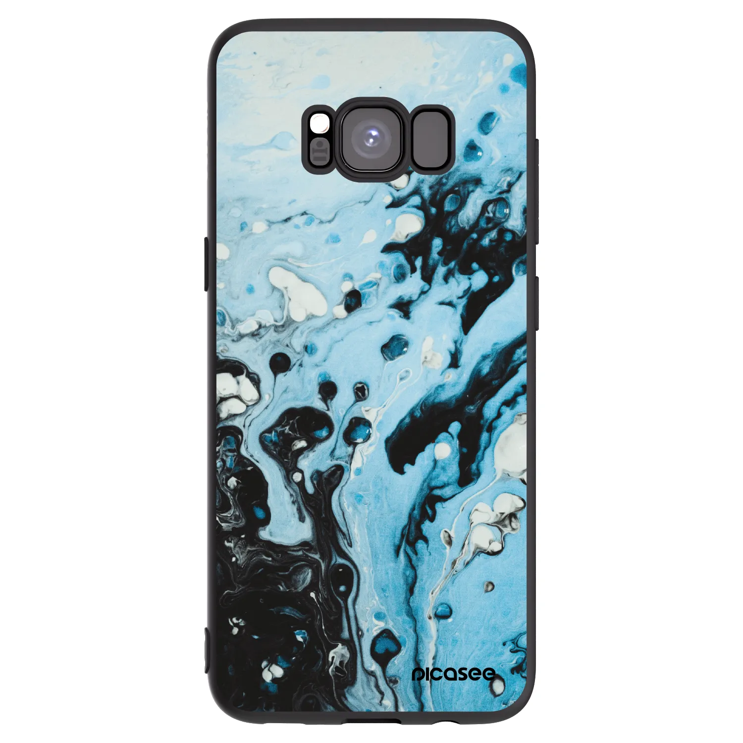 Picasee Samsung Galaxy S8 G950F Hülle - Schwarzes Silikon - Organic blue