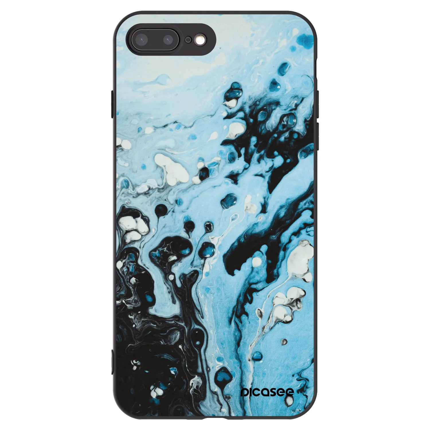 Picasee Apple iPhone 7 Plus Hülle - Schwarzes Silikon - Organic blue