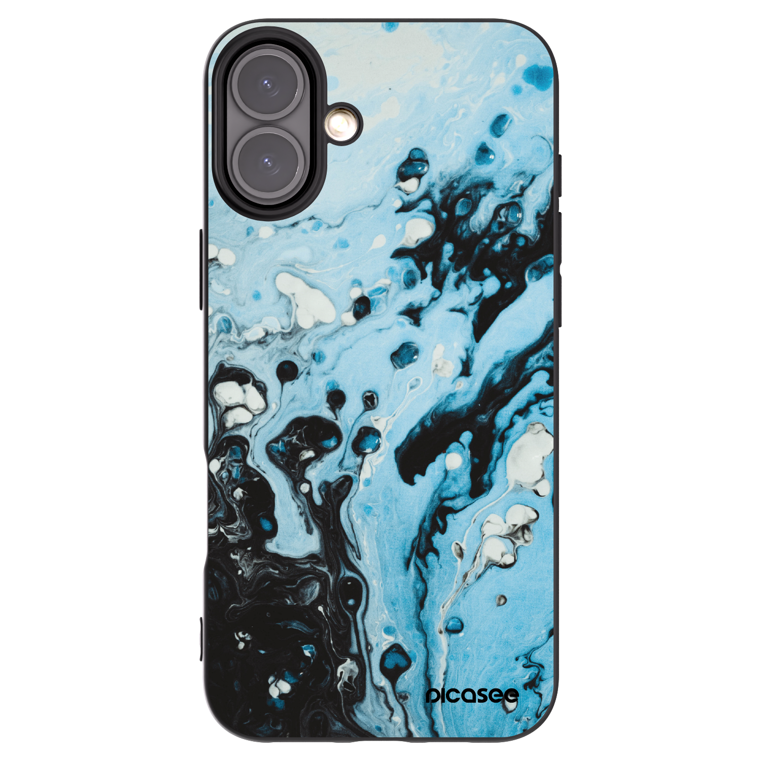 Picasee Apple iPhone 16 Plus Hülle - Schwarzes Silikon - Organic blue