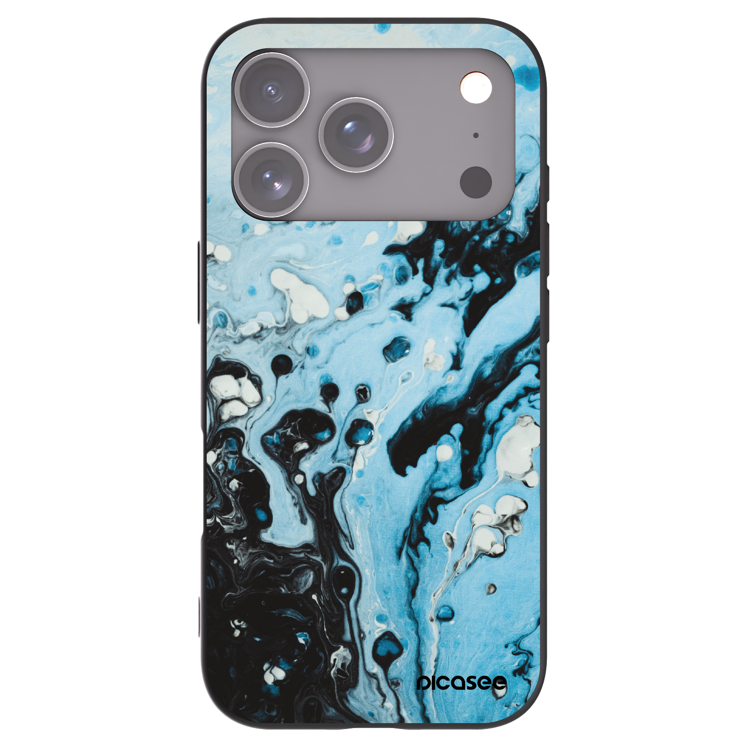 Picasee Apple iPhone 17 Pro Hülle - Schwarzes Silikon - Organic blue