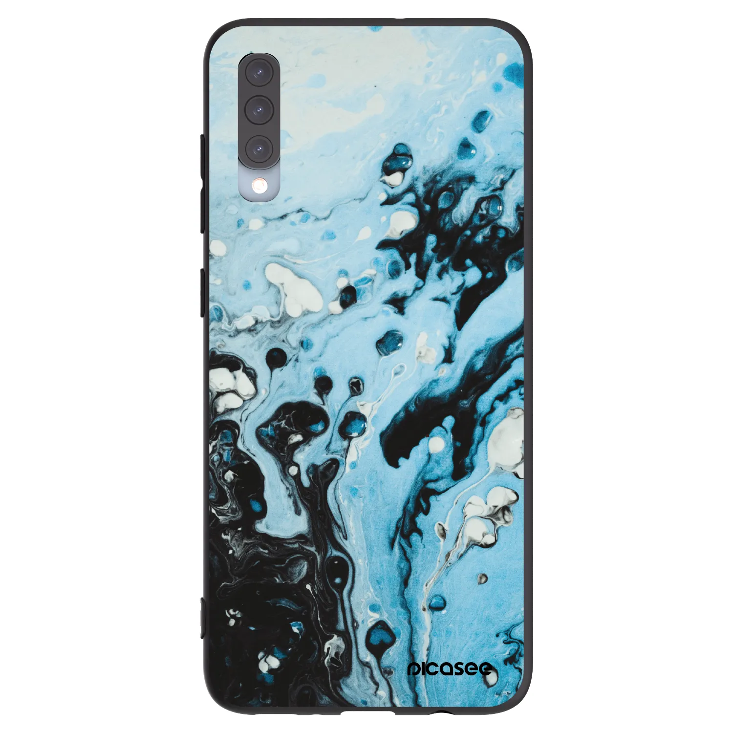 Picasee Samsung Galaxy A70 A705F Hülle - Schwarzes Silikon - Organic blue