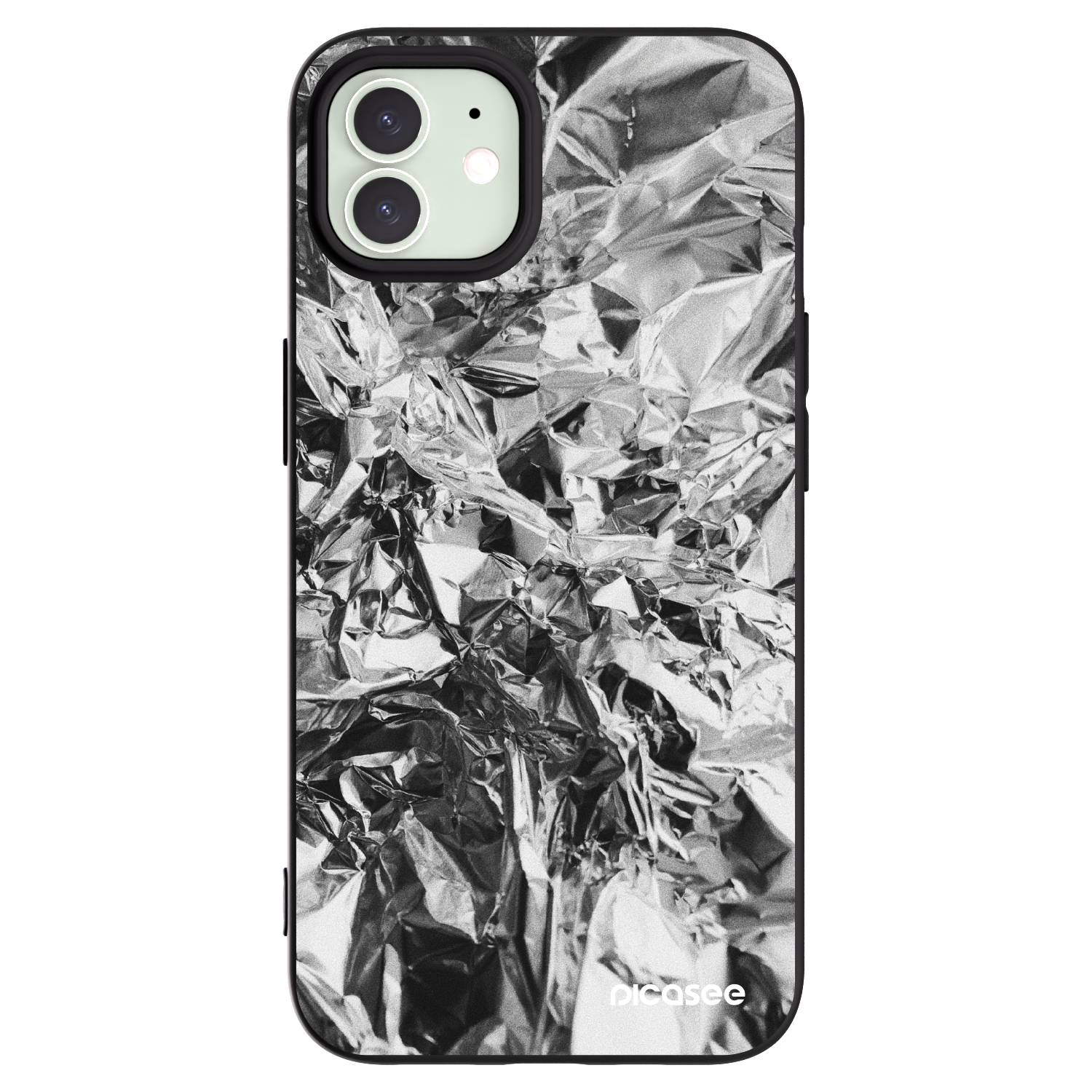Picasee Apple iPhone 12 Pro Hülle - Schwarzes Silikon - Chrome