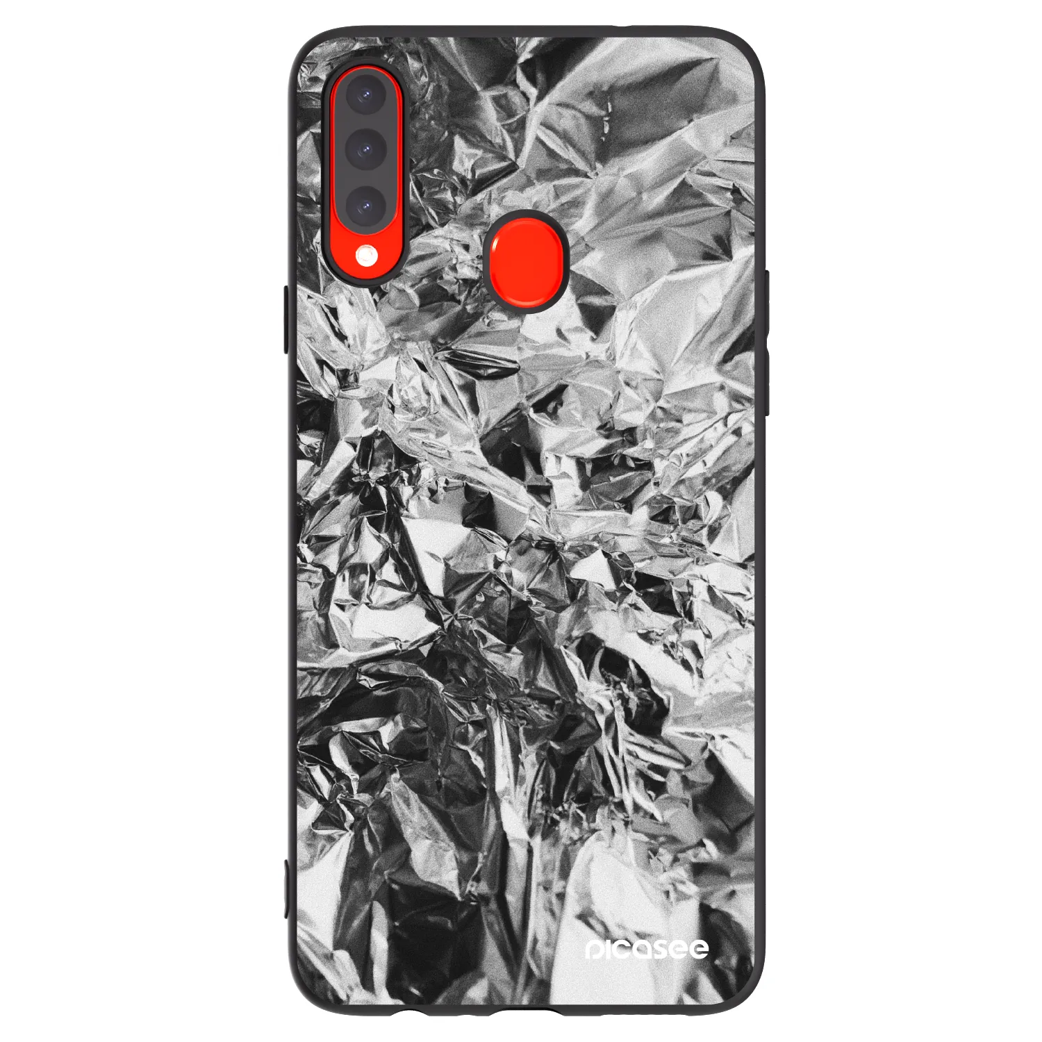 Picasee Samsung Galaxy A20s Hülle - Schwarzes Silikon - Chrome