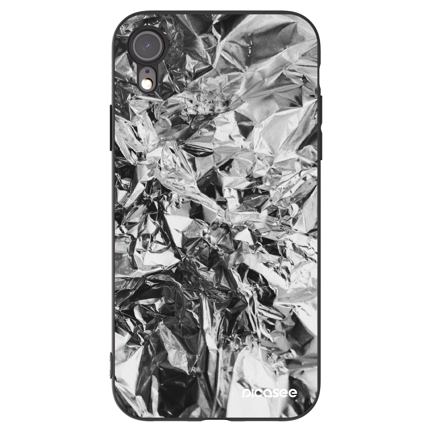 Picasee Apple iPhone XR Hülle - Schwarzes Silikon - Chrome