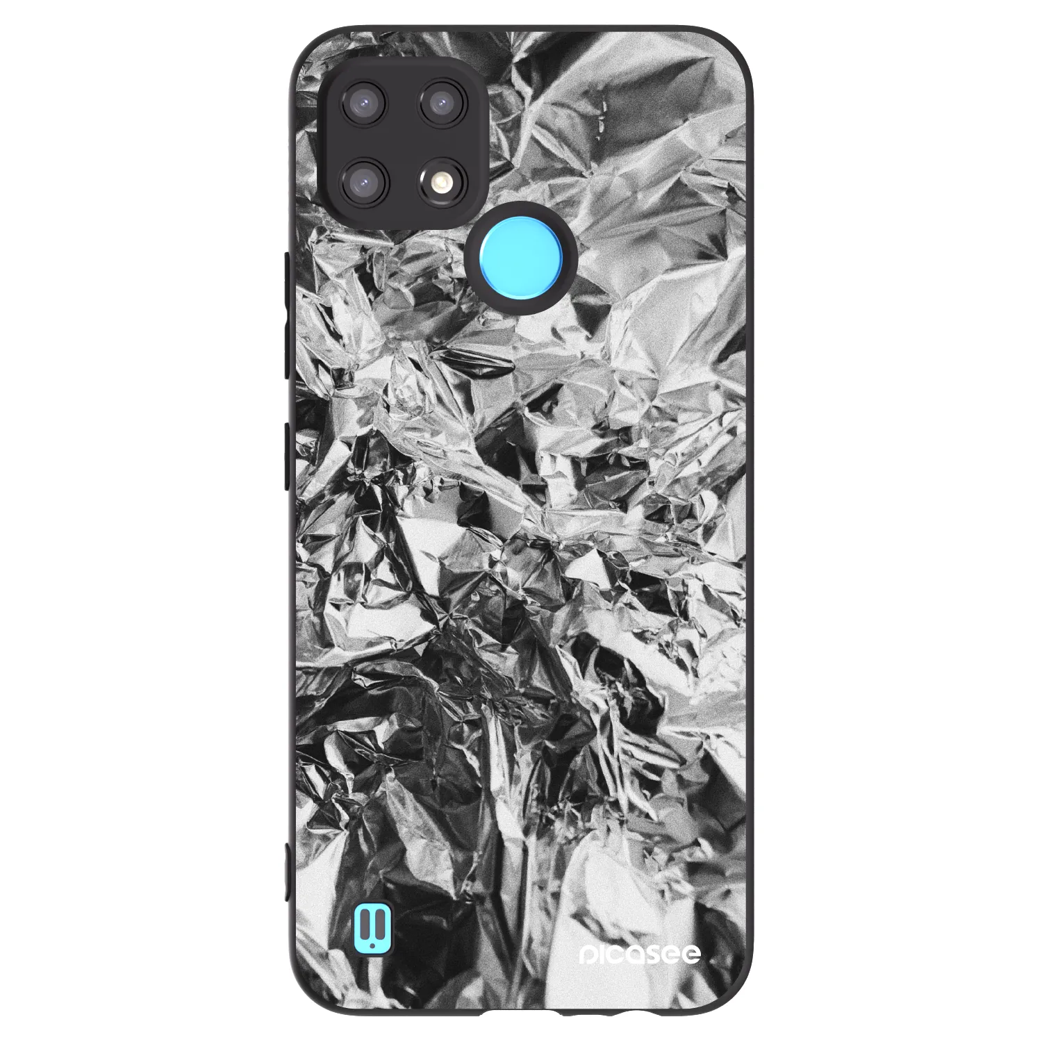 Picasee Realme C21 Hülle - Schwarzes Silikon - Chrome