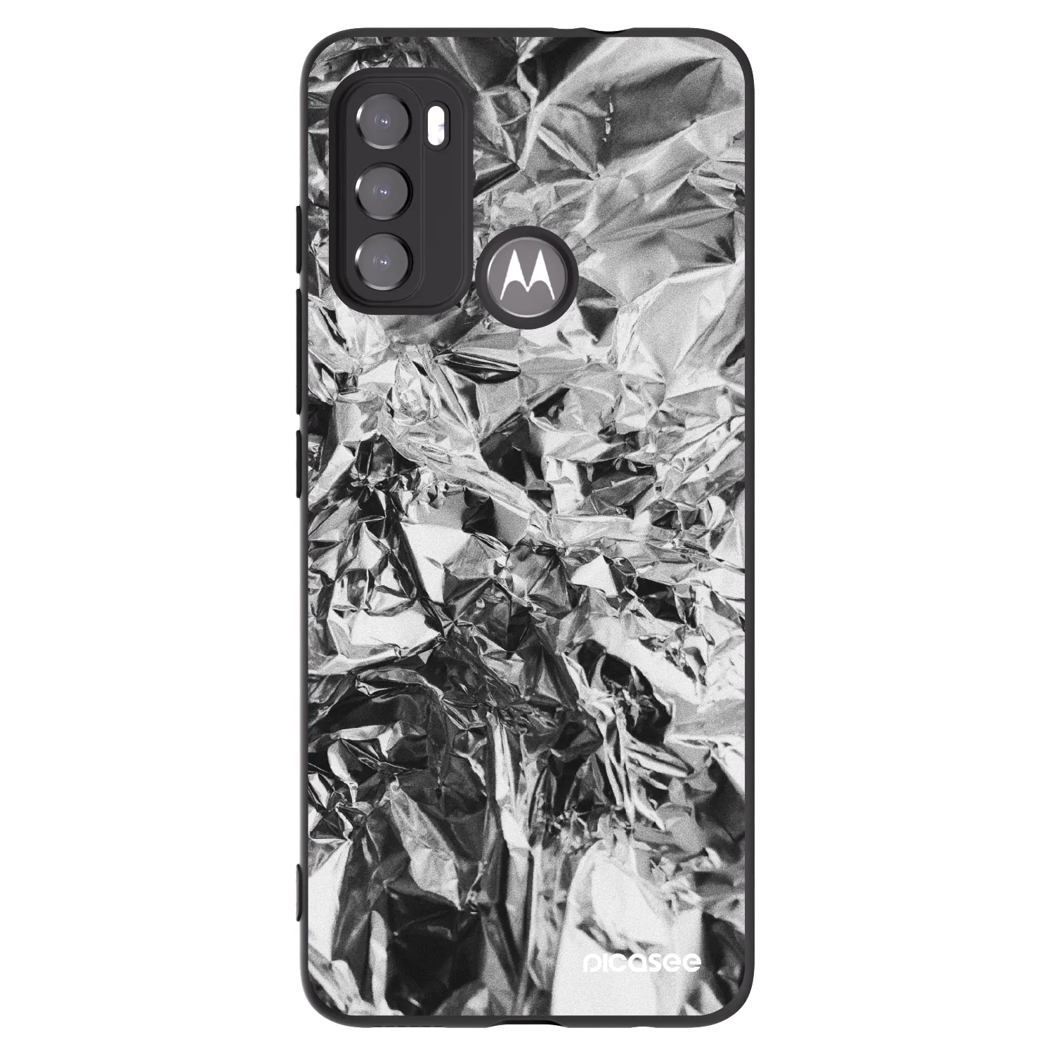 Picasee Motorola Moto G60 Hülle - Schwarzes Silikon - Chrome