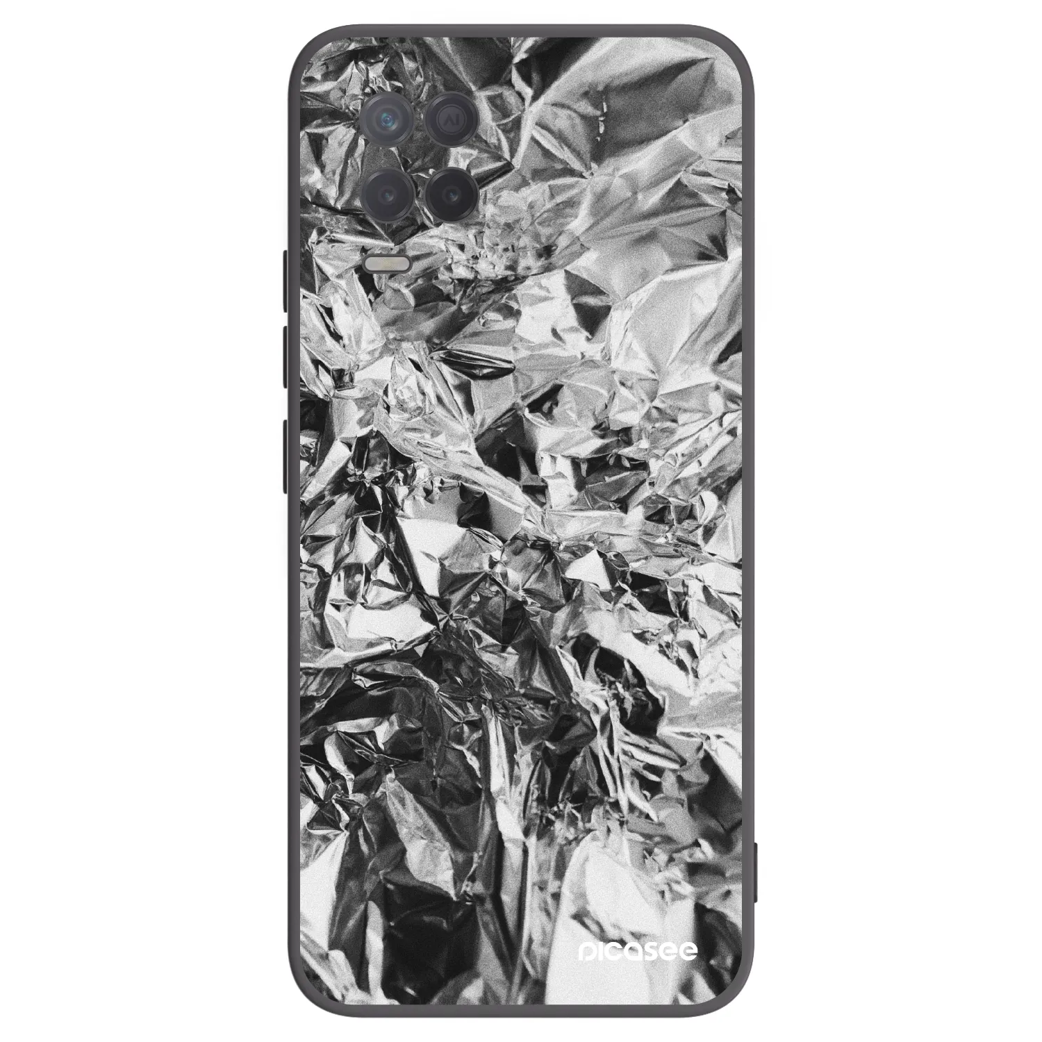 Picasee Realme 8 5G Hülle - Schwarzes Silikon - Chrome