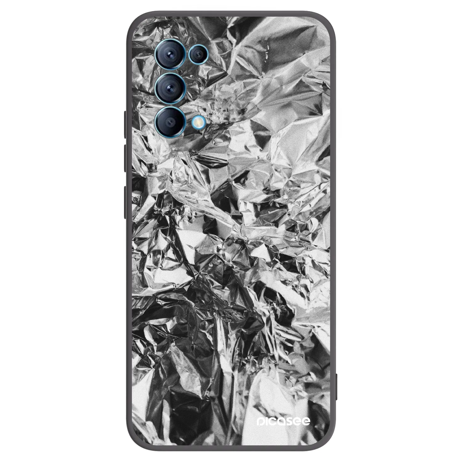 Picasee OPPO Reno 5 5G Hülle - Schwarzes Silikon - Chrome