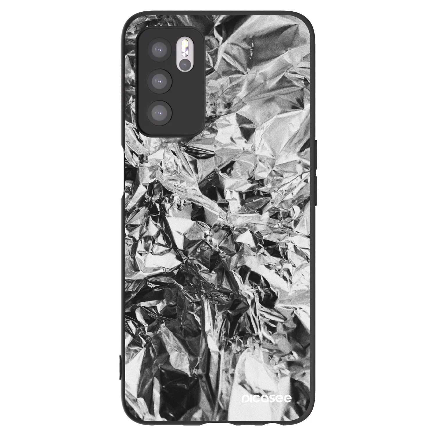 Picasee OPPO A16 Hülle - Schwarzes Silikon - Chrome