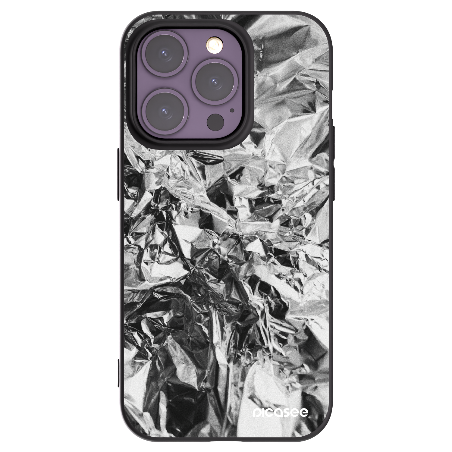 Picasee Apple iPhone 14 Pro Hülle - Schwarzes Silikon - Chrome