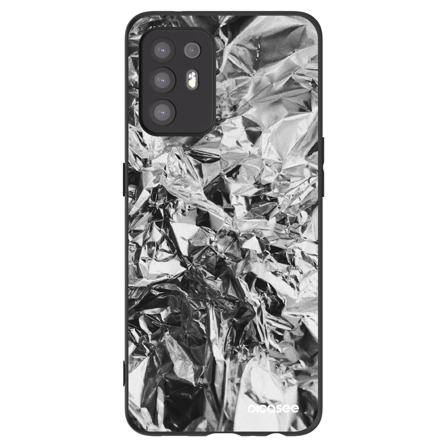 Picasee OPPO A94 5G Hülle - Schwarzes Silikon - Chrome