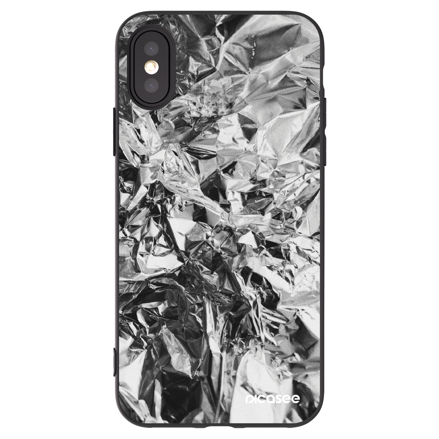 Picasee Apple iPhone X/XS Hülle - Schwarzes Silikon - Chrome