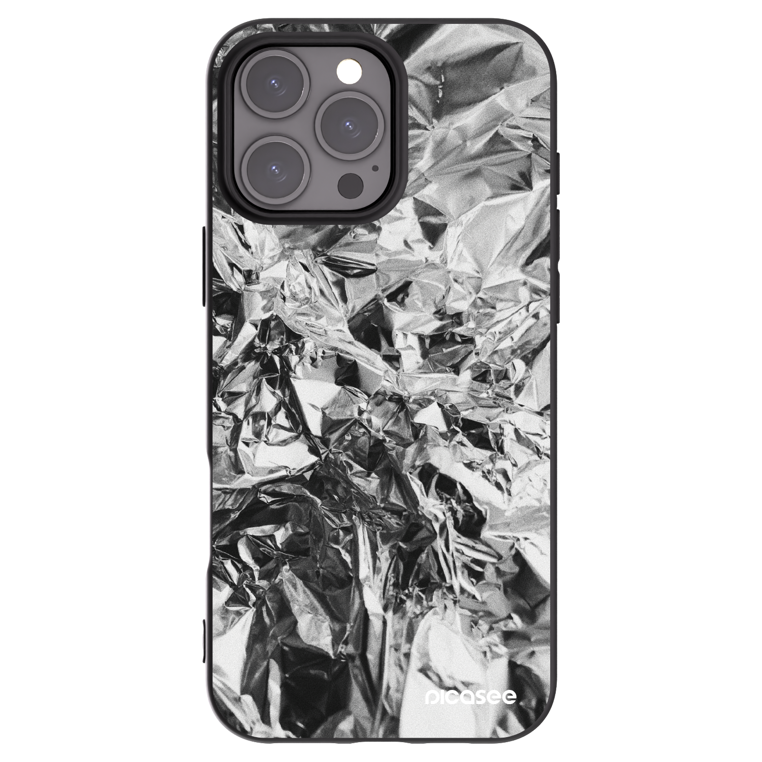 Picasee Apple iPhone 16 Pro Max Hülle - Schwarzes Silikon - Chrome