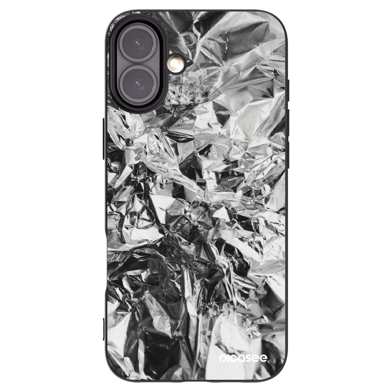 Picasee Apple iPhone 16 Plus Hülle - Schwarzes Silikon - Chrome