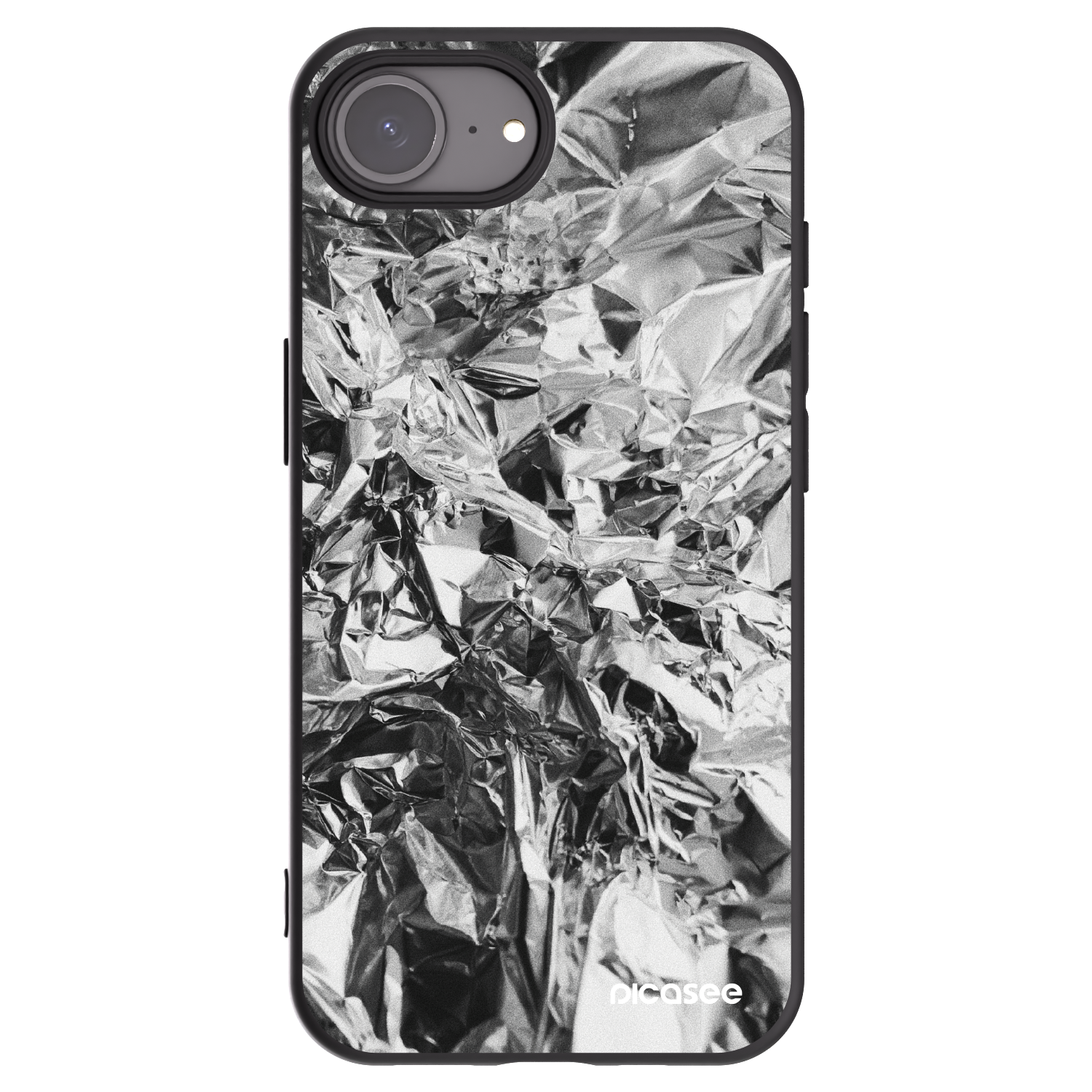 Picasee Apple iPhone 16e Hülle - Schwarzes Silikon - Chrome