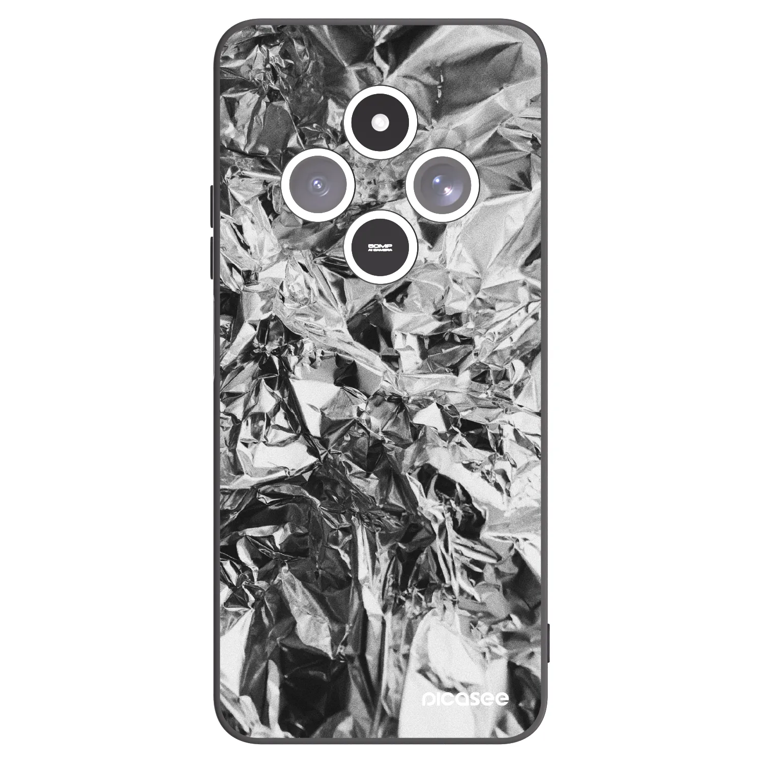Picasee Xiaomi Redmi 14C Hülle - Schwarzes Silikon - Chrome