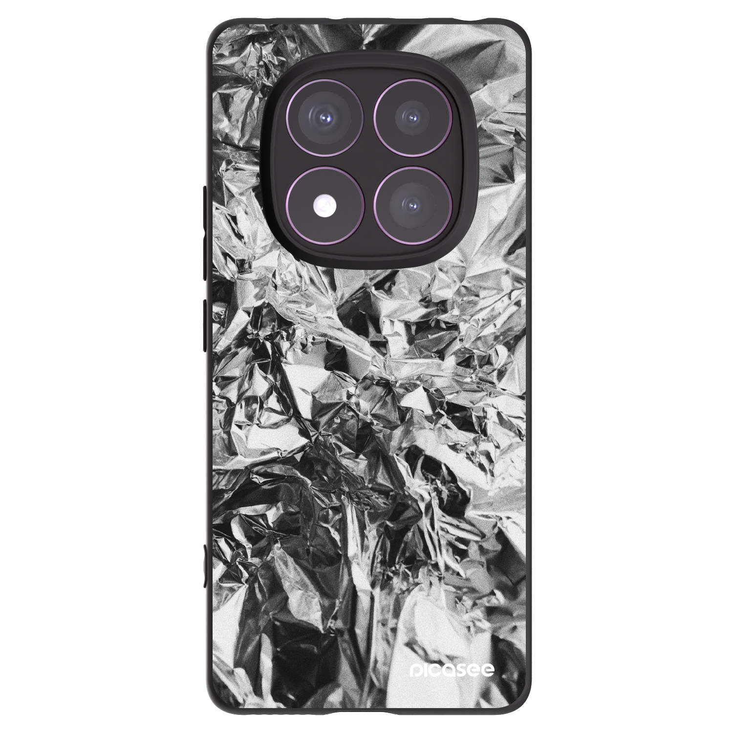 Picasee Xiaomi Redmi Note 14 Pro 4G Hülle - Schwarzes Silikon - Chrome