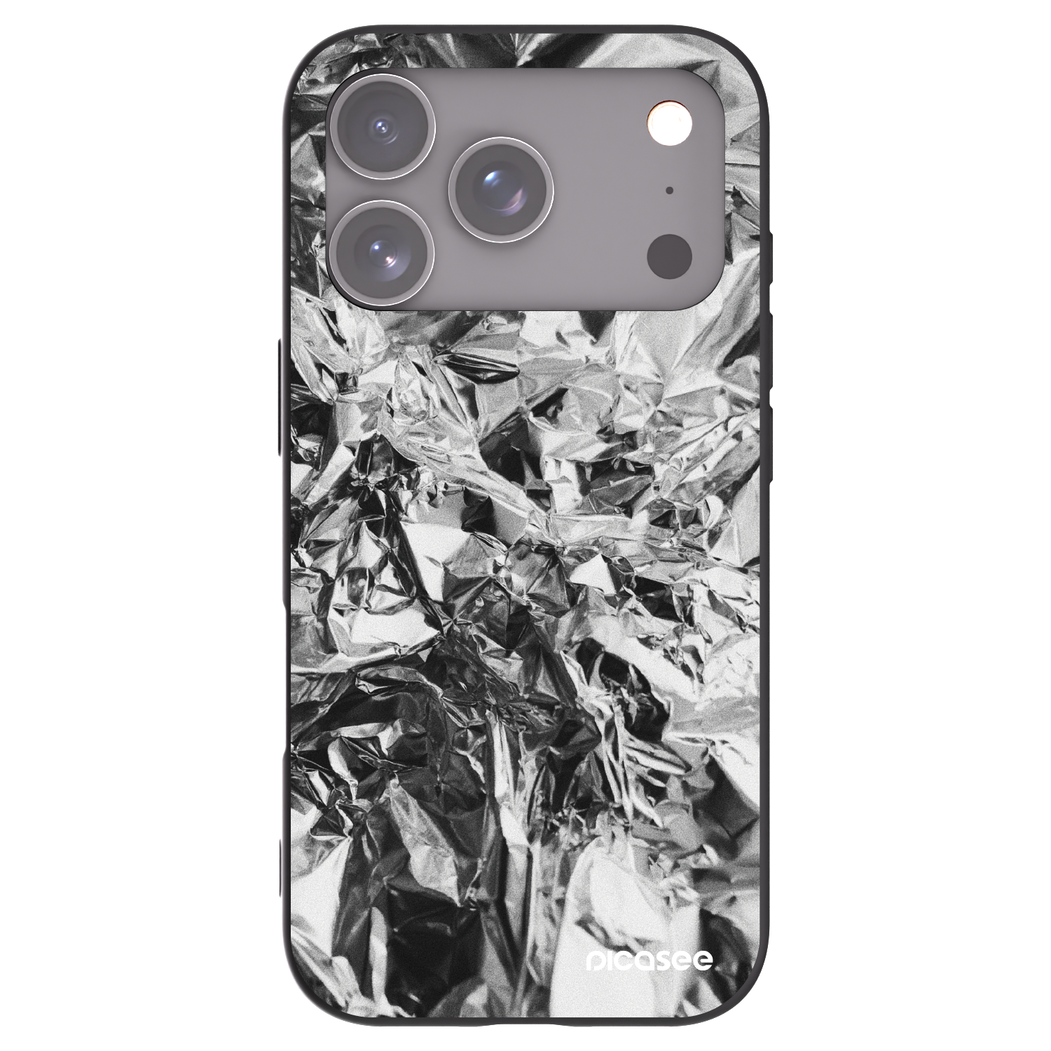 Picasee Apple iPhone 17 Pro Hülle - Schwarzes Silikon - Chrome