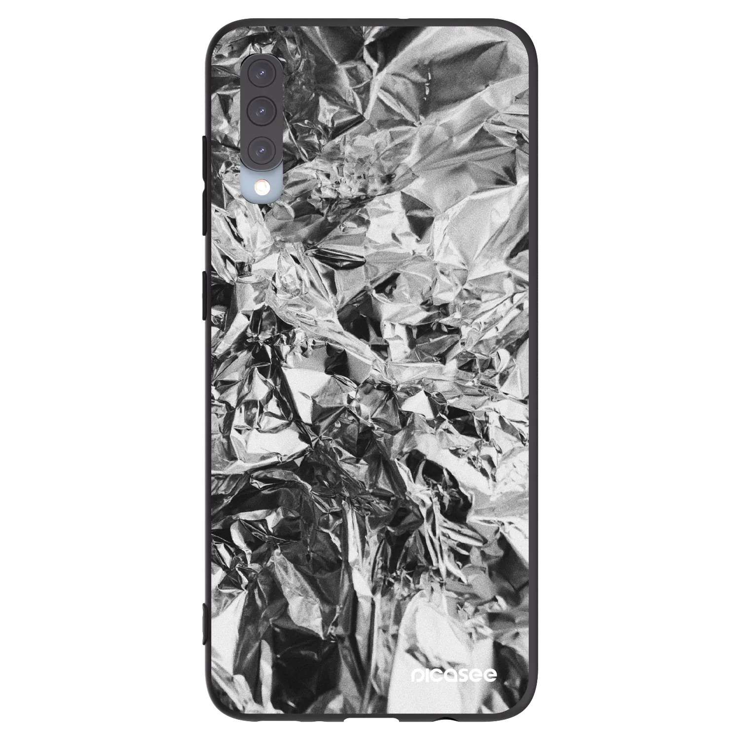 Picasee Samsung Galaxy A70 A705F Hülle - Schwarzes Silikon - Chrome