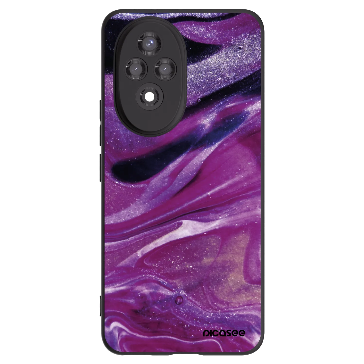 Picasee Honor 200 5G Hülle - Schwarzes Silikon - Purple glitter