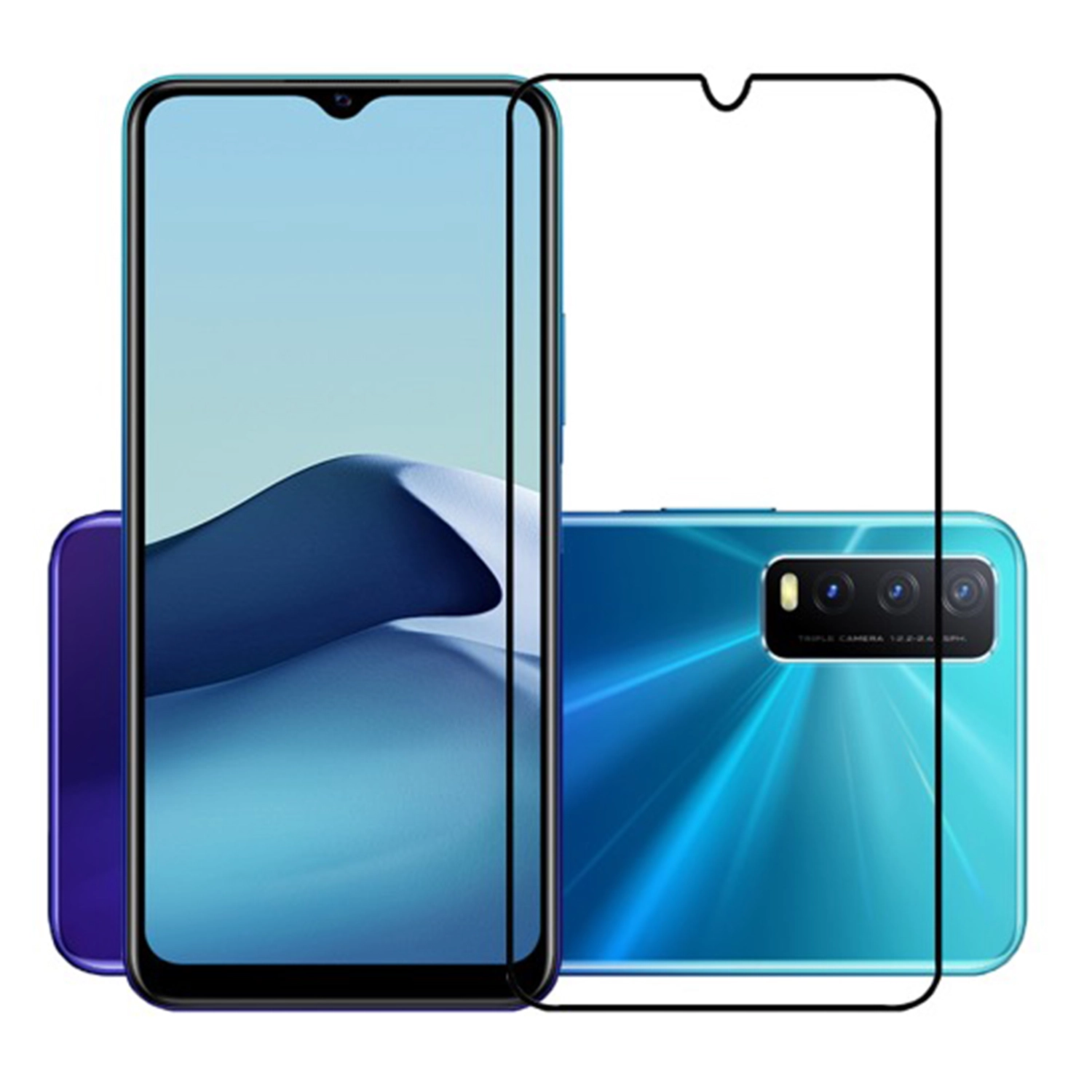 3x Picasee gehärtetes 3D Schutzglas mit Rahmen für Vivo Y29s 5G - schwarz - 2+1 gratis