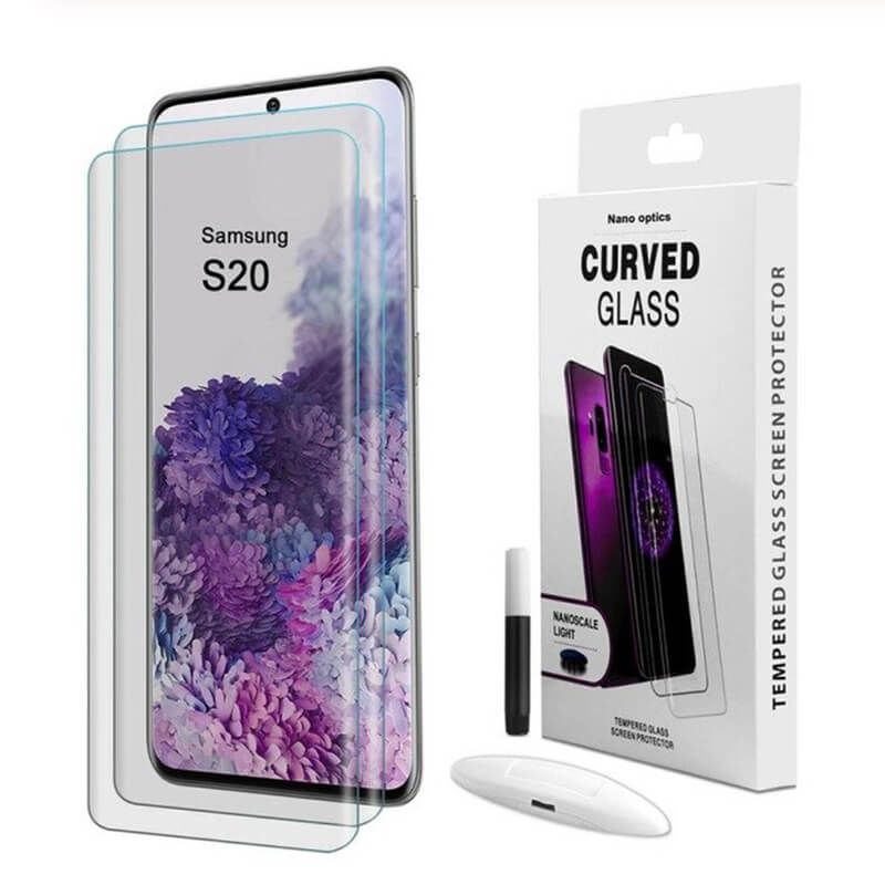 3x Picasee 3D UV gebogenes Schutzglas für Samsung Galaxy S20 G980F - 2+1 gratis