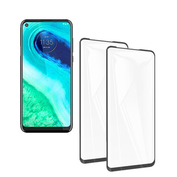 3x Picasee gehärtetes 3D Schutzglas mit Rahmen für Motorola Moto G8 - schwarz - 2+1 gratis