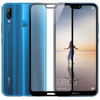 3x gehärtetes 3D Schutzglas mit Rahmen für Huawei P20 Lite - schwarz - 2+1 gratis