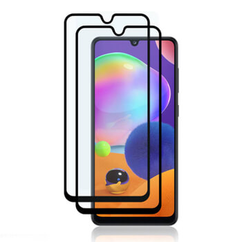 3x Picasee gehärtetes 3D Schutzglas mit Rahmen für Samsung Galaxy A31 A315F - schwarz - 2+1 gratis