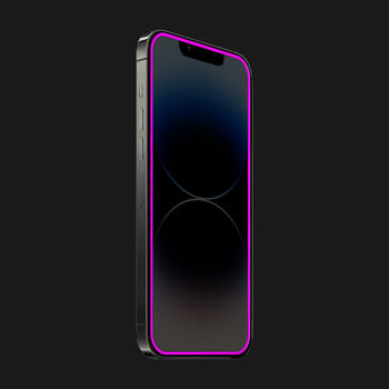 Picasee Gehärtetes Schutzglas mit einem im Dunkeln leuchtenden Rahmen für Apple iPhone 12 - Rosa
