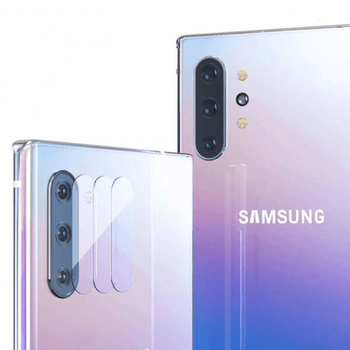 3x Picasee gehärtetes Schutzglas für das Kamerobjektiv des Mobiltelefons Samsung Galaxy Note 10+ N975F 2+1 gratis