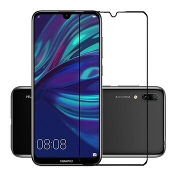 Gehärtetes 3D Schutzglas mit Rahmen für Huawei Y7 2019 - schwarz