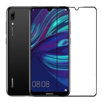3x Picasee gehärtetes 3D Schutzglas mit Rahmen für Huawei Y7 2019 - schwarz - 2+1 gratis