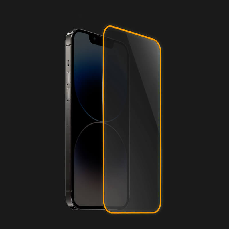 3x Picasee Gehärtetes Schutzglas mit einem im Dunkeln leuchtenden Rahmen für Apple iPhone 12 - Orange