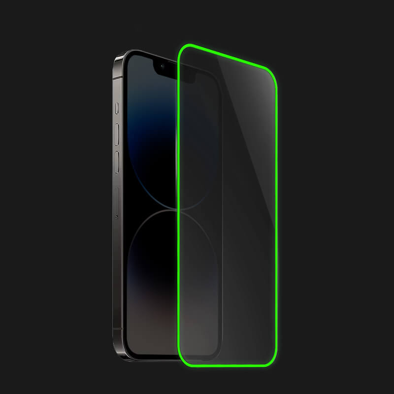 Picasee Gehärtetes Schutzglas mit einem im Dunkeln leuchtenden Rahmen für Apple iPhone SE 2022 - Grünn