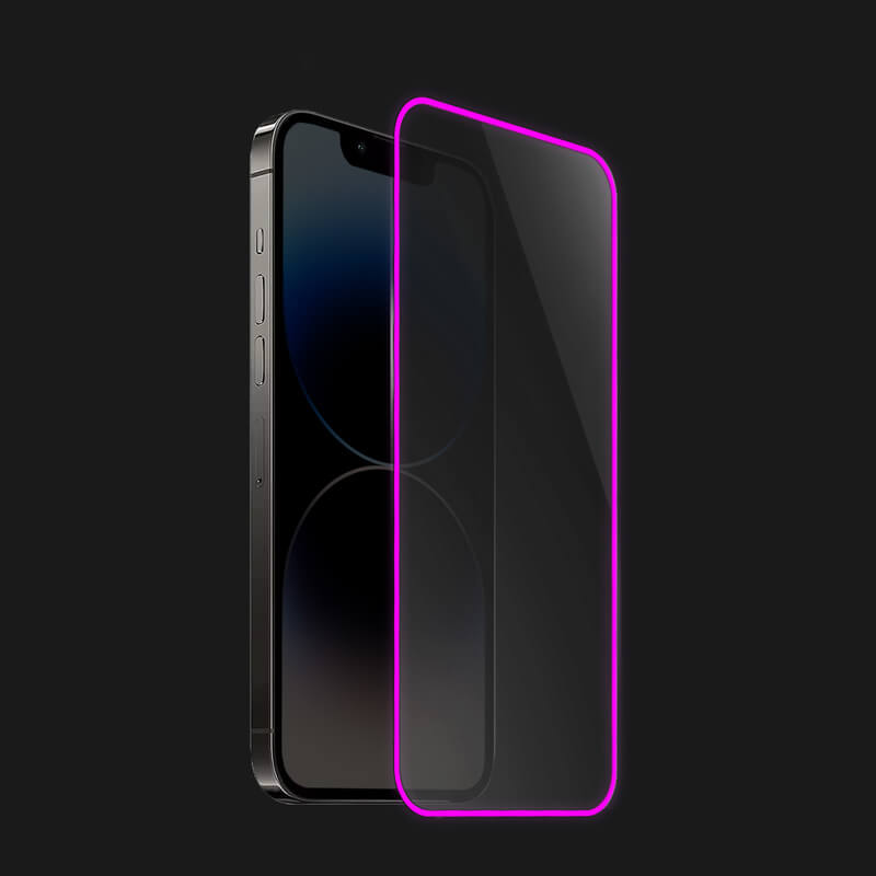 Picasee Gehärtetes Schutzglas mit einem im Dunkeln leuchtenden Rahmen für Apple iPhone 7 Plus - Rosa