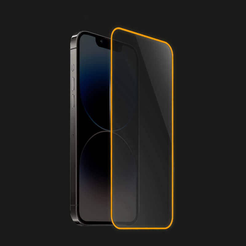 Picasee Gehärtetes Schutzglas mit einem im Dunkeln leuchtenden Rahmen für Samsung Galaxy A40 A405F - Orange