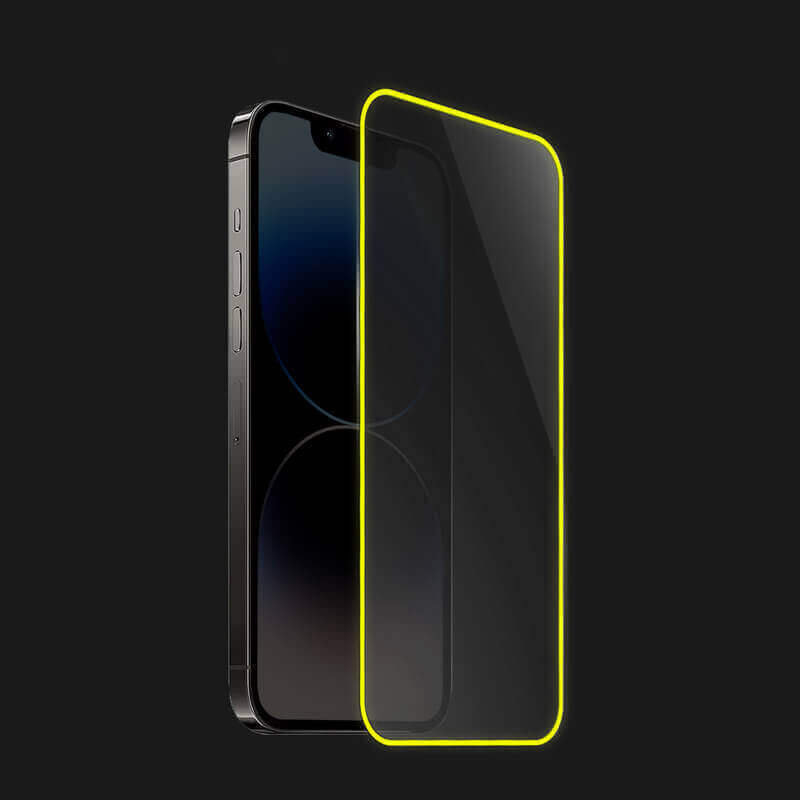 Picasee Gehärtetes Schutzglas mit einem im Dunkeln leuchtenden Rahmen für Samsung Galaxy A40 A405F - Gelb