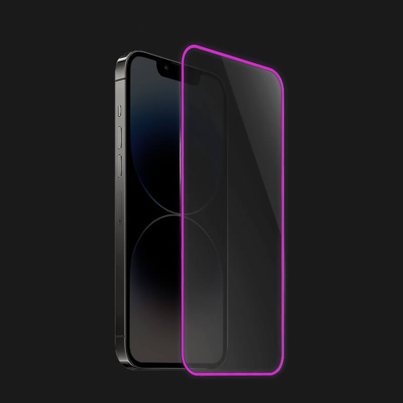 3x Picasee Gehärtetes Schutzglas mit einem im Dunkeln leuchtenden Rahmen für Apple iPhone 16 Pro Max - Rosa